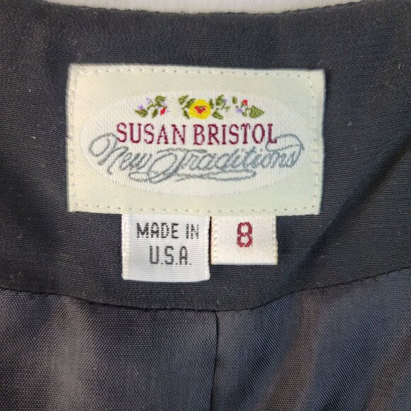 Susan Bristol Size 8 Winter Rose Quilted Vest Floral Button Black USA Deadstock - Picture 3 of 9